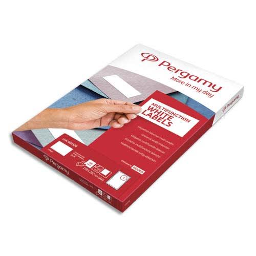 Pergamy - Boîte de 1200 étiquettes adhésives 97x42,3mm multi-usage - Planche A4 - Coins carrés_0