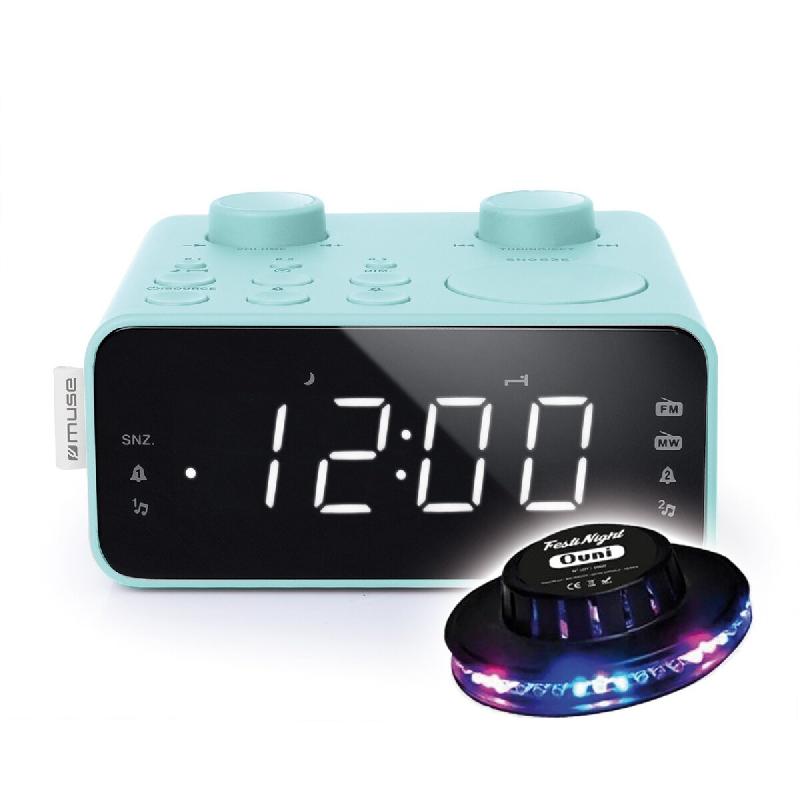 RADIO REVEIL DOUBLE ALARME  M-17-CB coloris bleu - Double alarme, Réglage num. FM/MW PLL - 6 stations préréglées, OVNI LED - 3666638039682_0