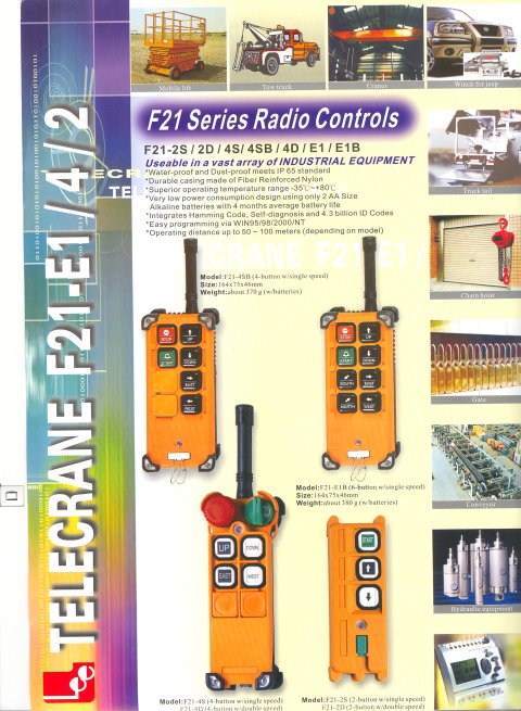 Radiocommande à quartz F21-4S/D - 4 boutons - IP65 - portée 100m - arrêt d'urgence_0