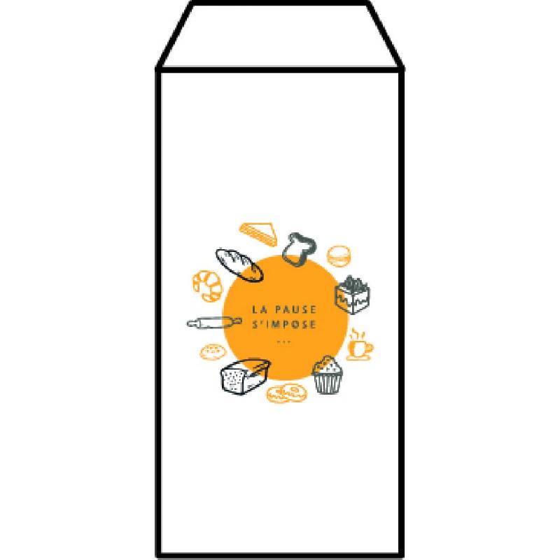 SAC CROISSANT N°4 EN KRAFT BLANC AVEC DÉCOR X 1000 FIRPLAST
