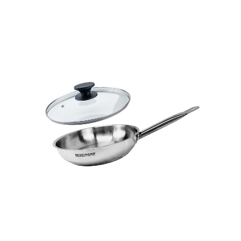 Set de 1 poêle de 24 cm en inox et couvercle en verre Fackelmann Eterna - multi-matériau 3176239943788_0