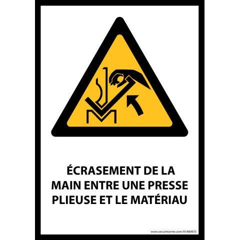 SIGNALÉTIQUE DE DANGER - ECRASEMENT DE LA MAIN - W031 - ISO 7010 - PVC - A3