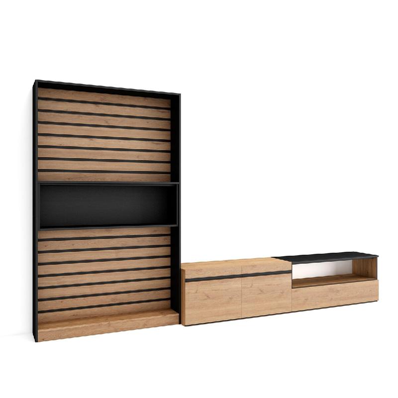 SKRAUT HOME Ensemble Meuble TV, 310x186x35cm, Pour les TV jusqu'à 80
