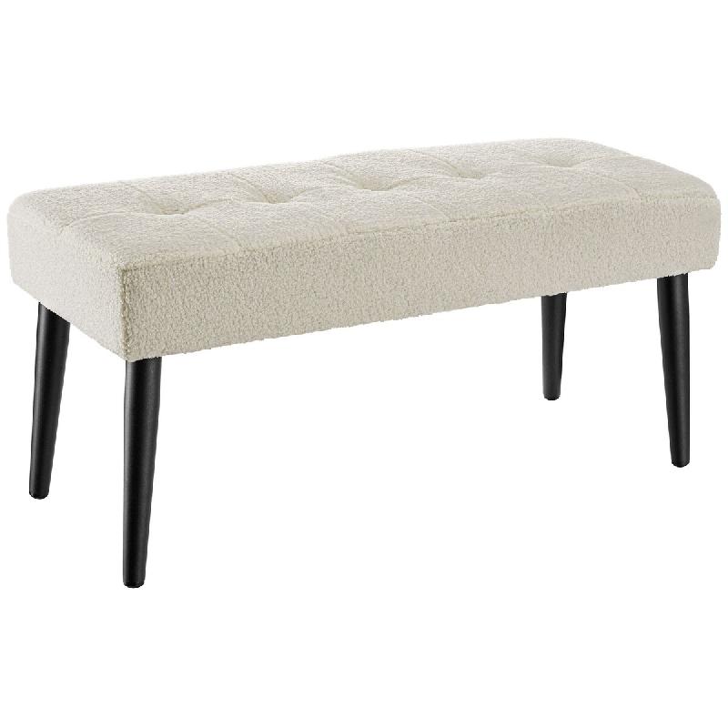 TecTake GmbH tectake banc rembourré Glora mousse haute densité stable pieds acier crème 95x38x45cm assise confortable - beige Bois manufacturé 406366_0