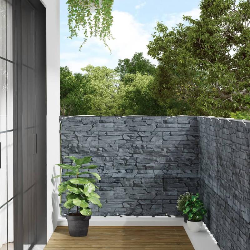 Vidaxl écran d'intimité de jardin aspect pierre de rebord gris pvc 4005527_0