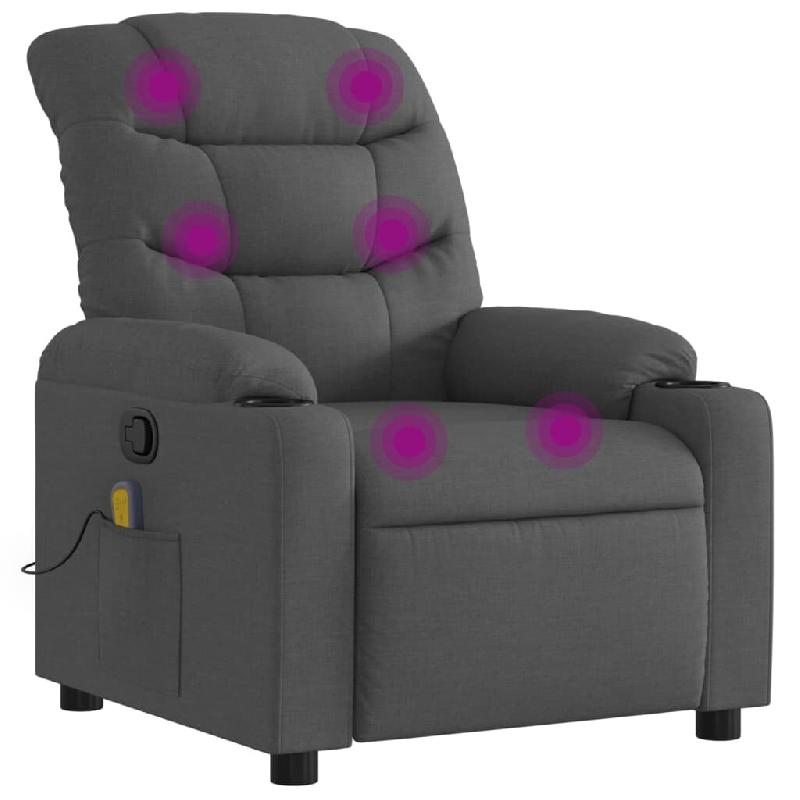 VidaXL Fauteuil inclinable de massage gris foncé tissu Modèle Delvora - 8721012221451_0