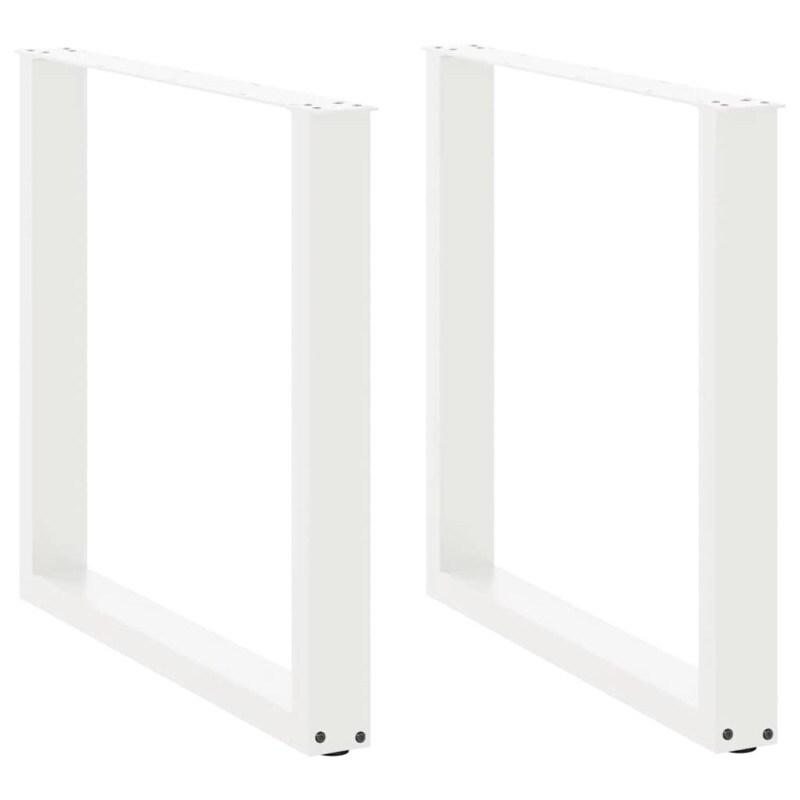 VidaXL Pieds De Table à Manger En U 2 Pièces Blanc 80 X (72 73) Cm Acier - blanc 4013189_0