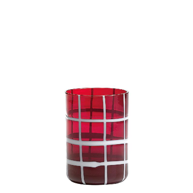 Zafferano Twiddle - Lot De 6 Verres En Verre Soufflé Rouge 35 Cl, Faits Main Avec Déco Blanche, Lavables Au Lave-Vaisselle - transparent 8051827975646_0