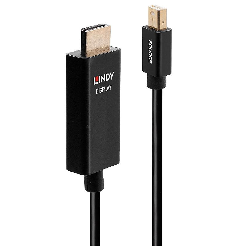 Câble actif Mini DisplayPort vers HDMI avec HDR, 2m - Lindy 40922 - HDMI 2.0 et DisplayPort 1.2_0