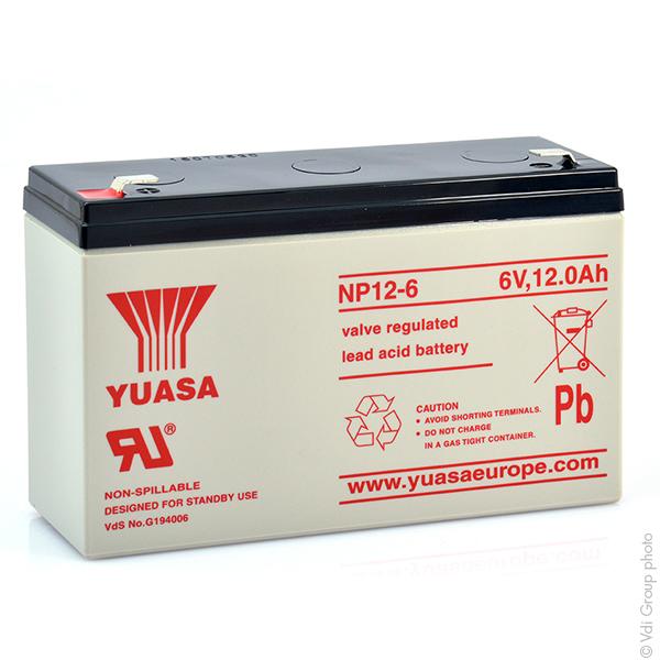 BATTERIE PLOMB AGM YUASA NP12-6 6V 12AH F6.35_0