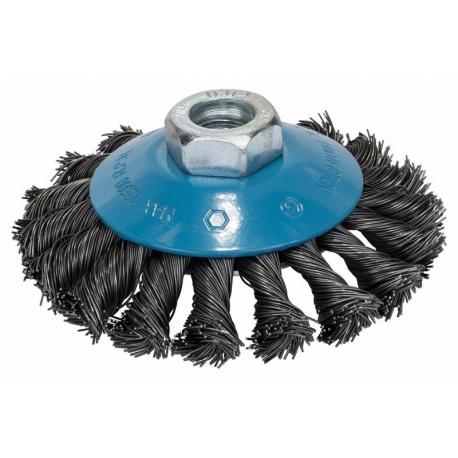Lot De 2 Brosses Coniques Ø125mm - Fil Acier Torsadé, Filetage M14 - Pour Meuleuse, Dérouillage Et Nettoyage