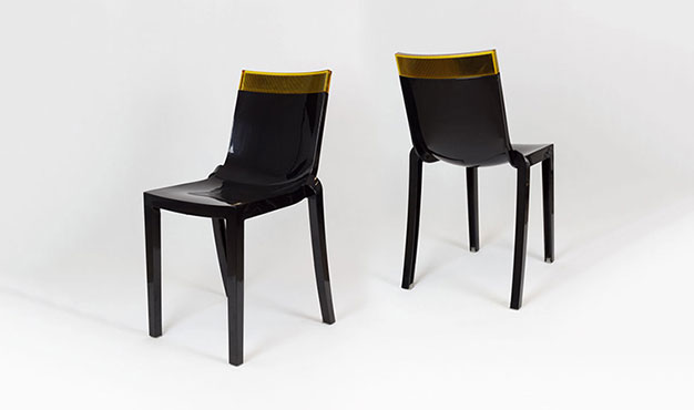 Chaise design noire et or - style Art Déco Oro - structure en polycarbonate, empilable_0