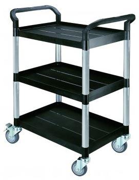 Chariot de soin hospitalier polyvalent noir - 3 plateaux - 1100 x 520 x H1020 mm - Réf. 65004HS808LA_0