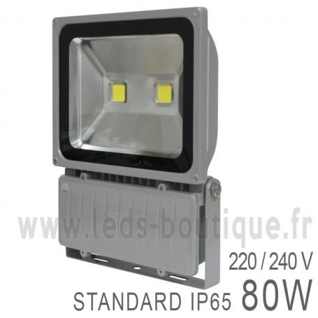 ÉCLAIRAGE DE CHANTIERS - PROJECTEUR LED COB 80W EXTÉRIEUR IP65 GRIS_0