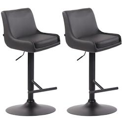 CLP Lot de 2 tabourets de Bar Club en Similicuir Gris - gris 318886_0