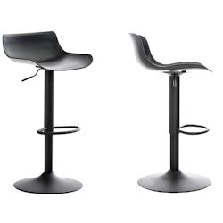 Décoshop26 - Lot de 2 tabourets de bar pieds trompette style contemporain avec repose-pieds hauteur réglable en plastique et métal 10_0000312 - 300_0