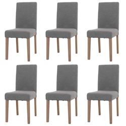 Décoshop26 - Lot de 6 chaises de salle à manger dossier haut en tissu bouclé gris pieds en bois clairs 04_0007634 - gris 3000262207947_0