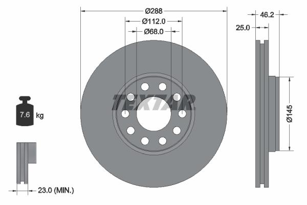 Disque de frein ventilé Textar 92121003 - boîte de 1 disque_0