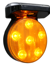 Lampe solaire renforcement panneaux, Flash 6 leds super bright avec réflecteur couleur ambre - LAM 6 SOL_0