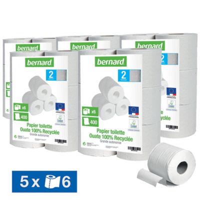 30 rouleaux papier toilette Bernard XXL ouate 100% recyclée 2 épaisseurs_0