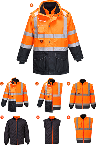 Parka haute-visibilité 7-en-1 - Traffic Contrast orange marine S426, L - Étanche, respirant et certifié CE_0