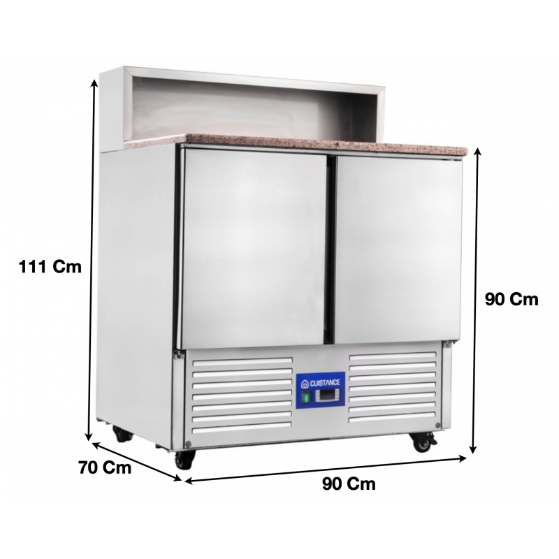 Saladette réfrigérée avec plan de travail en granit et compartiments GN 2 portes - PS900_0