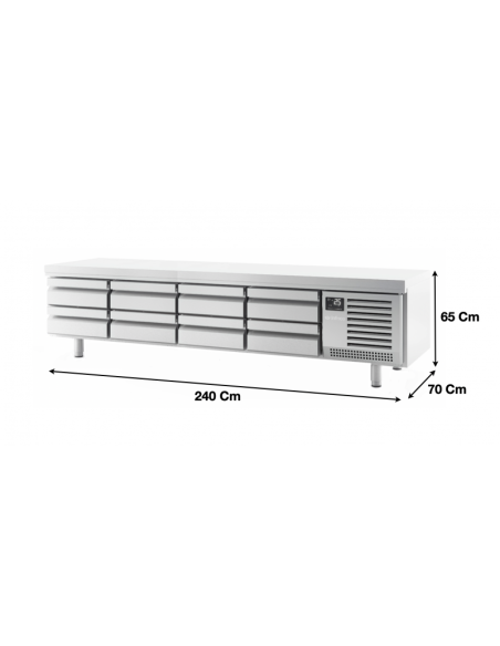 Soubassement réfrigéré positif 8 tiroirs Infrico - MSG2400 - Inox AISI304 pour bacs GN1/1 à GN1/6 - Température -2°C à +8°C_0