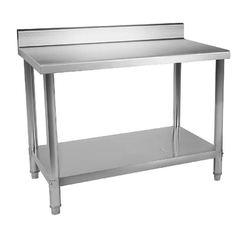 TABLE DE TRAVAIL INOX AVEC DOSSERET 120 X 70 CM CAPACITÉ DE 143 KG 14_0003700_0