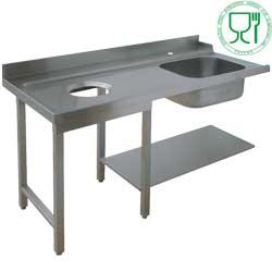 Table en inox GTVO-18 - 500x500 mm avec ventilé déchargement à gauche, évier inclus, tables et convoyeurs_0