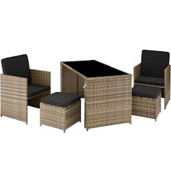 Tectake Salon de jardin en résine tressée Palerme 4 Places - marron naturel - 403563 - beige acier 403563_0