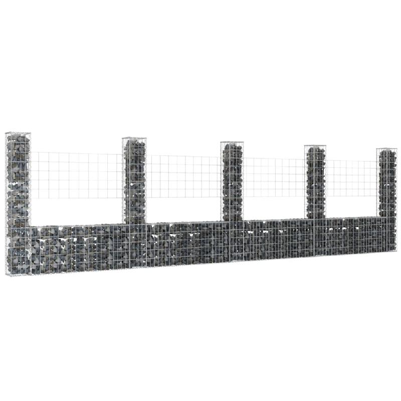 Vidaxl panier de gabion en forme de u avec 5 poteaux fer 500x20x150 cm 151285_0