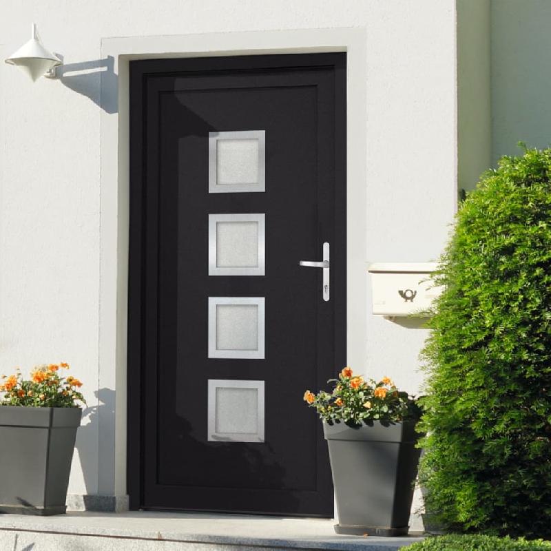 Vidaxl porte d'entrée anthracite 98x208 cm pvc 3187858_0