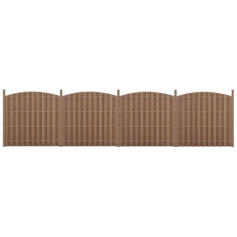 4 PIÈCES DE CLÔTURE BARRIÈRE BRISE VUE BRISE VENT BOIS COMPOSITE WPC DEMI-CERCLE ARRONDI 185 X 747 CM BRUN 03_0000228_0