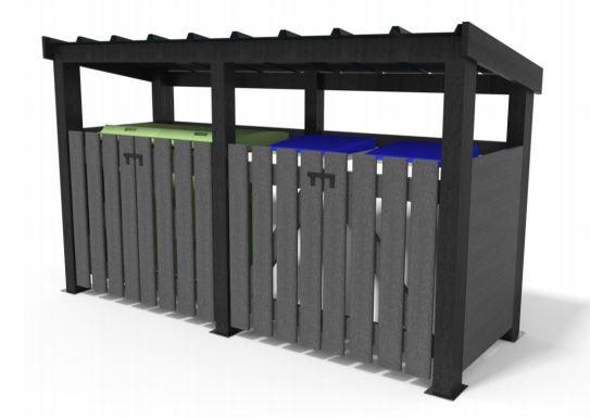 Abri simple pour conteneur en plastique recyclé - Adapté à 1 ou 2 bacs roulants jusqu'à 770 litres - Modules faciles à assembler_0