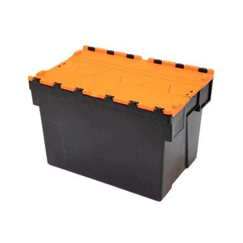 Bac navette 600 x 400 x 400 mm - 69L - Couvercle orange amovible et porte-étiquettes - Marque Rolléco_0