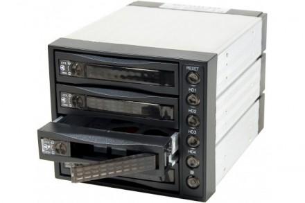 Rack industriel BACKPLANE 4 disques SATA/SAS Dual Channel - 3 baies 5