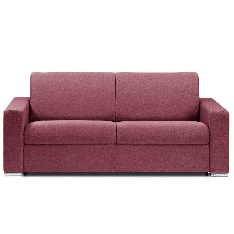 Canapé-lit convertible Dreamer Express - Sommier à lattes 140x197 cm - Matelas 16 cm en mousse haute résilience - Tissu Tweed rouge_0