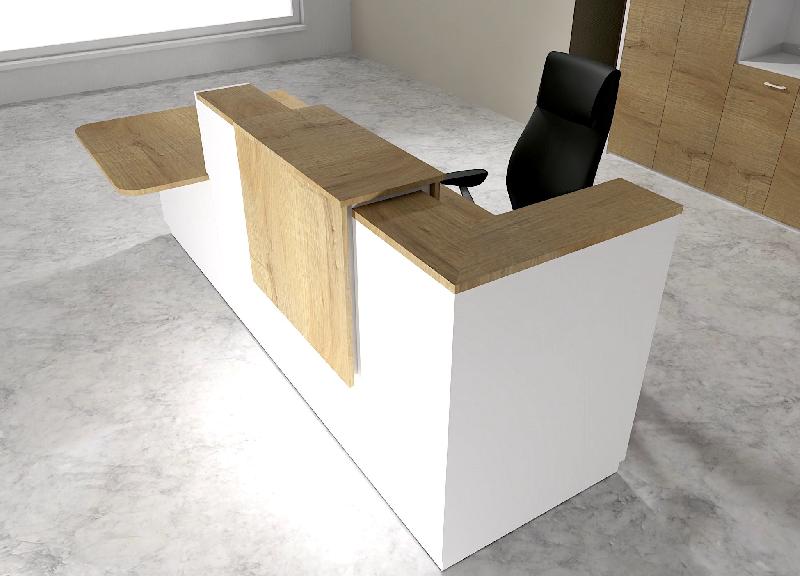 Comptoir d'accueil bi-colore avec PMR Delta et réhausse - Gauche, Blanc, Non, 282, Chêne veiné_0