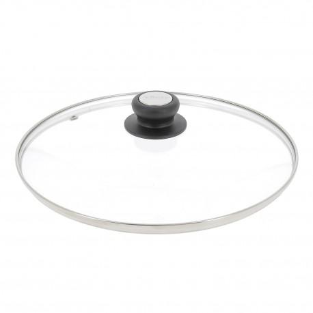 Couvercle en verre De Buyer - Bouton bakélite/inox - Compatible four jusqu'à 200°C_0