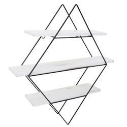 Décoshop26 - Étagère murale suspendue design industriel forme losange en bois blanc vieilli 60 x 55 x 12 cm 04_0008650 - blanc 3000262660933_0