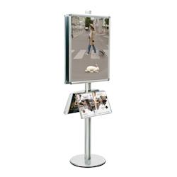 Edimeta Présentoir Visual-Displays® GRIS double face 2 cadres 60 x 80 et 2 étagères Plexiglass - gris aluminium 214607_0