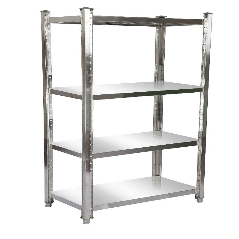 Étagères en acier affiné - 4 surfaces de rangement - meuble cuisine inoxydable 155 cm - capacité 150 kg par étagère_0