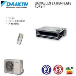 FDXS35F + RXS35L3 - Climatiseur split réversible gainable extra plat - Daikin_0