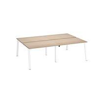 Pôle de 4 bureaux droits chêne clair L 120 x P 80 cm piétement métal blanc - Arch_0