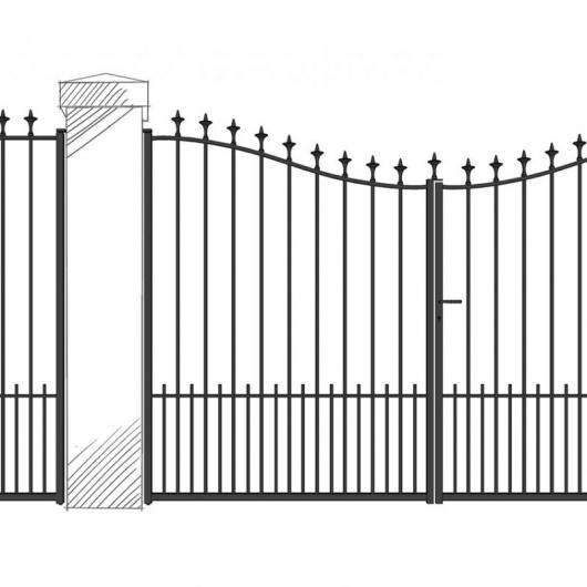 Portail - portillon incurvé bali soubassement barreaux, fer de lance_0