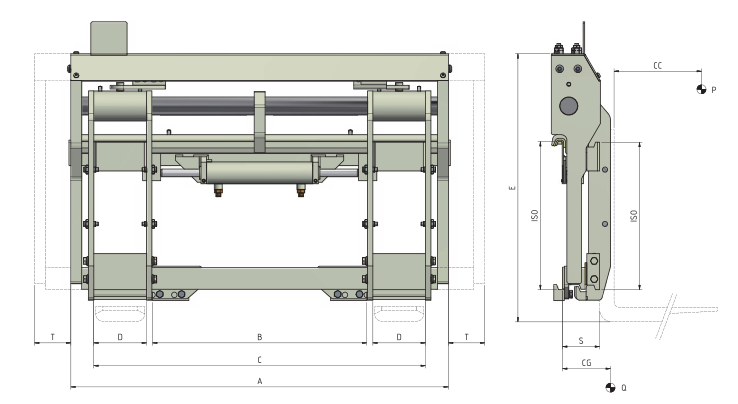 Positionneur de fourches rapporté à platines fem avec guidage pin-type et avec tdl integré constant_0