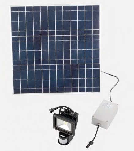 Projecteur solaire AZS-110 - panneau solaire 40Wc déporté, LED COB Epistar, détecteur de mouvement, étanche IP65_0
