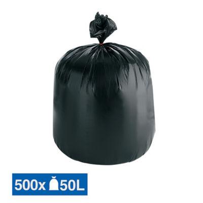 Sacs poubelle déchets légers 1er prix noirs 50 L, lot de 500_0