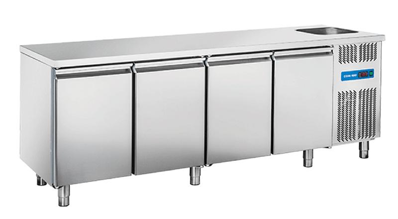 Table réfrigérée positive 4 portes avec évier gn1/1 inox 630l - RC 4100LV - CH_0