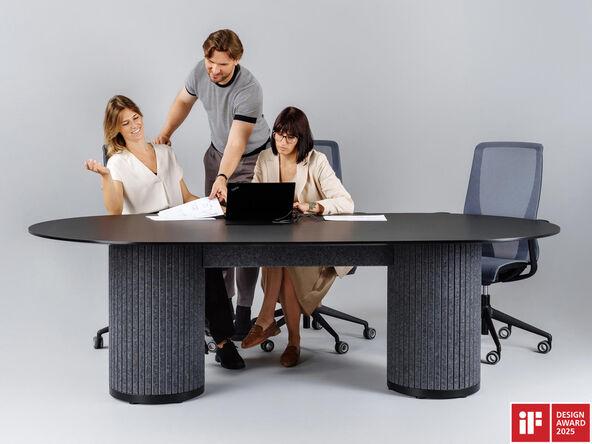 Table de réunion Parcell 6 à 10 personnes - pieds en métal revêtu en PET - dimensions 200/240/280 x 120 cm_0
